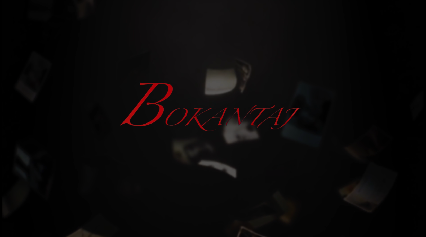 Titre Bokantaj en rouge sur un fond sombre composé de photographies